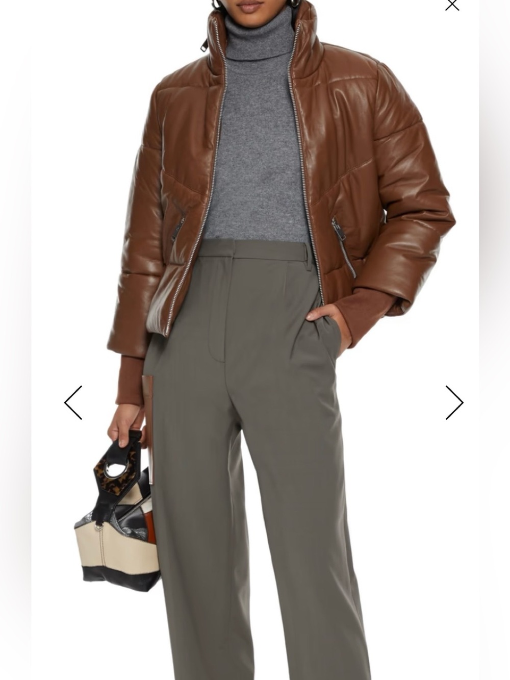 NEW!  Walter Baker Edwina Puffer Leather Jacket Terracotta - XS